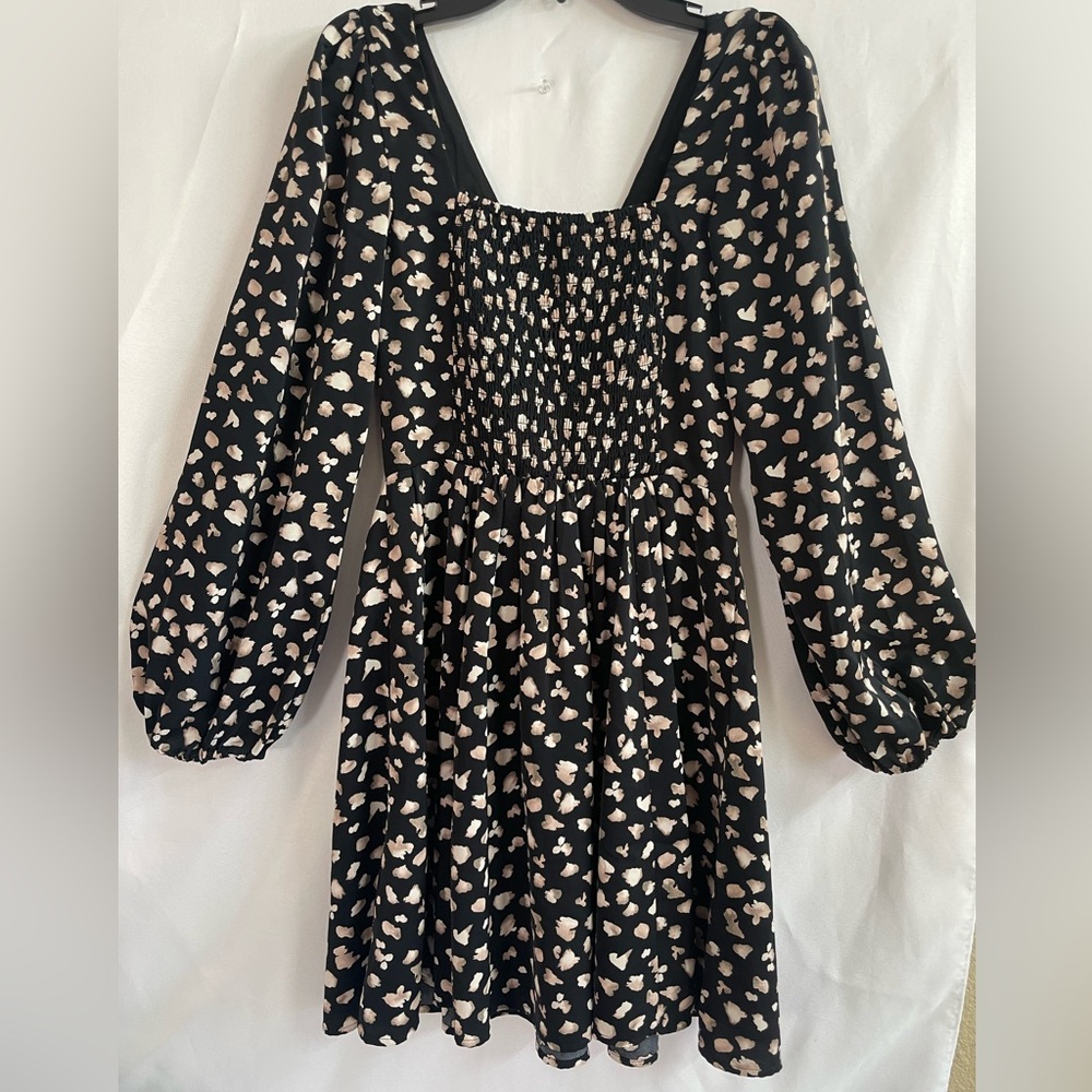 Abercrombie & Fitch Black and Cream Long Sleeve Dress Women’s Size S - Picture 5 of 14